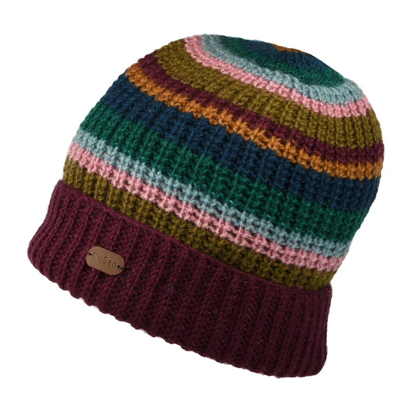 Bonnet à Revers Cardi Rib prune-multi KUSAN