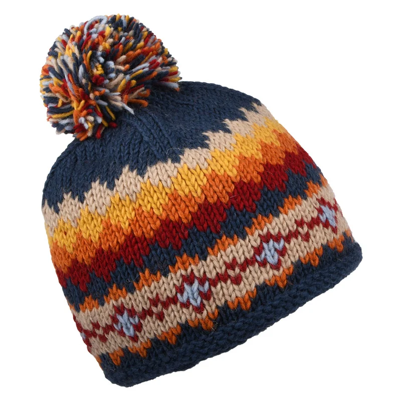 Bonnet à Pompon Court bleu marine-multi KUSAN