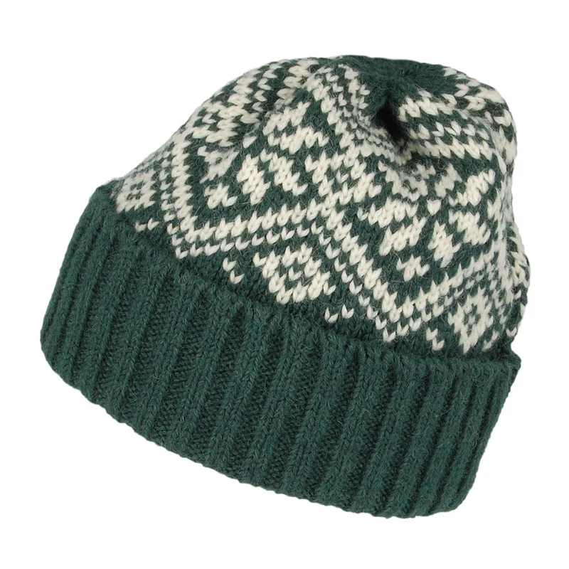 Bonnet en Alpaga Flocon de Neige vert foncé HIGHLAND 2000
