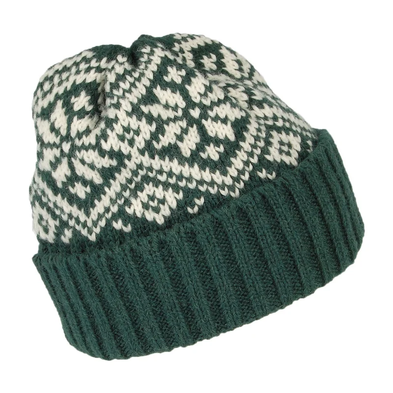 Bonnet en Alpaga Flocon de Neige vert foncé HIGHLAND 2000