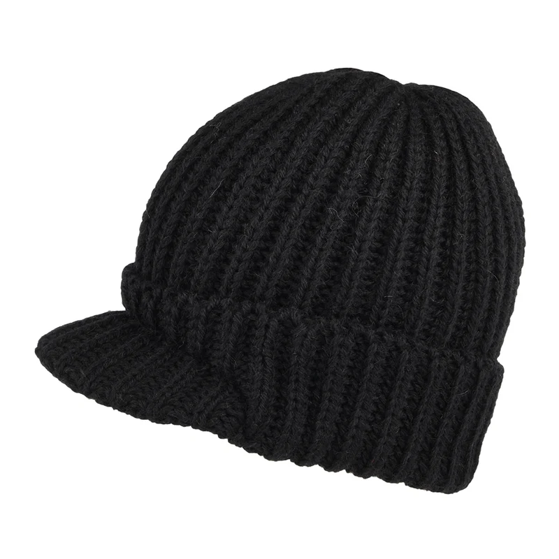 Bonnet à Visière Courte en Laine Anglaise noir HIGHLAND 2000
