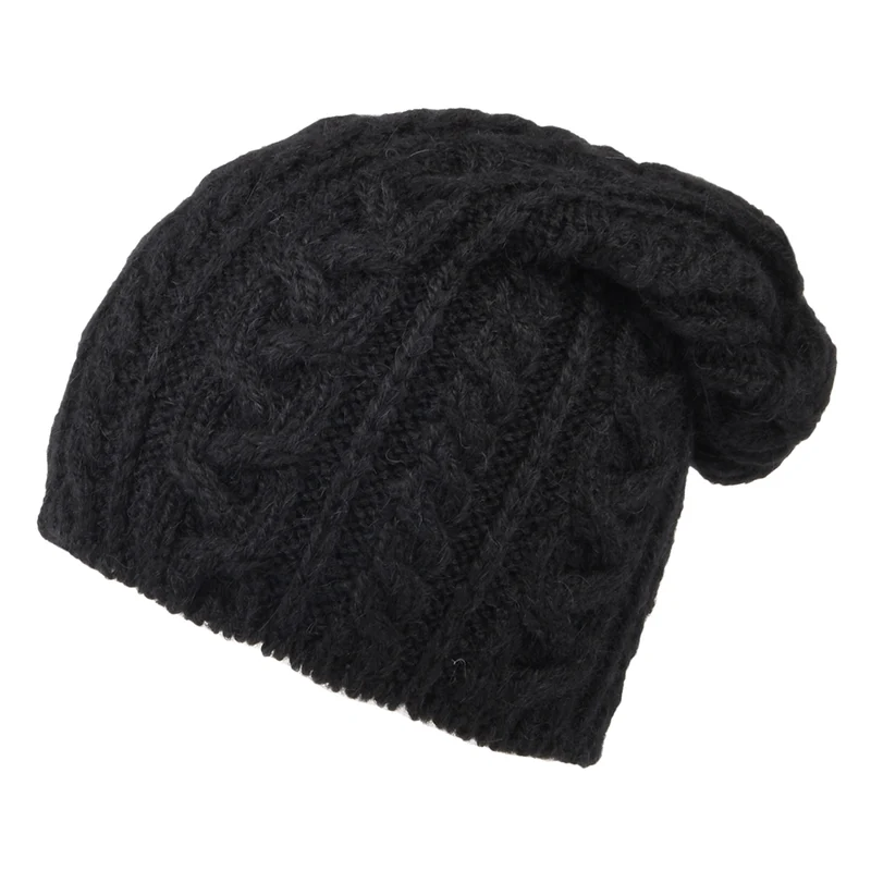 Bonnet Long en Laine d'Alpaga Super Douce noir HIGHLAND 2000