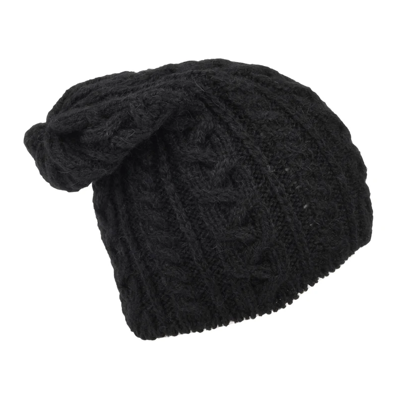 Bonnet Long en Laine d'Alpaga Super Douce noir HIGHLAND 2000