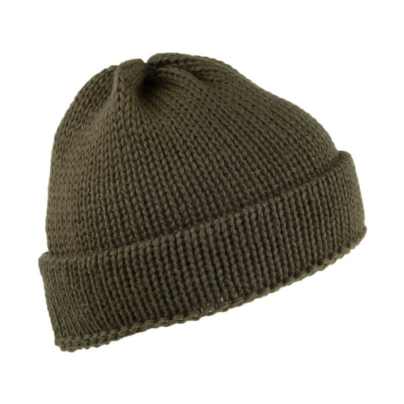 Bonnet Marin Court en Laine Anglaise olive HIGHLAND 2000