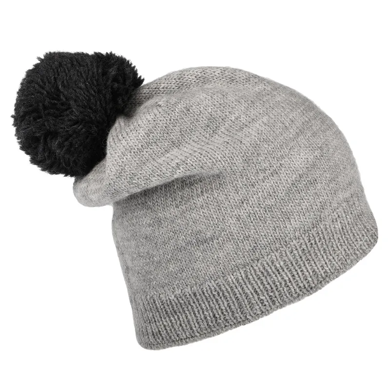 Bonnet Long à Pompon Contrastant gris KUSAN