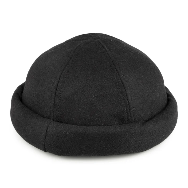 Bonnet Miki Breton en Laine Melton noir DORFMAN PACIFIC