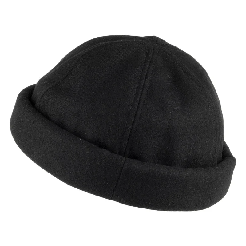Bonnet Miki Breton en Laine Melton noir DORFMAN PACIFIC