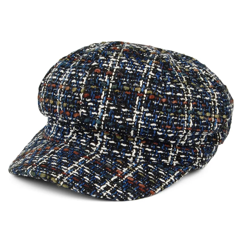 Casquette Gavroche en Tweed mélange de bleus WHITELEY
