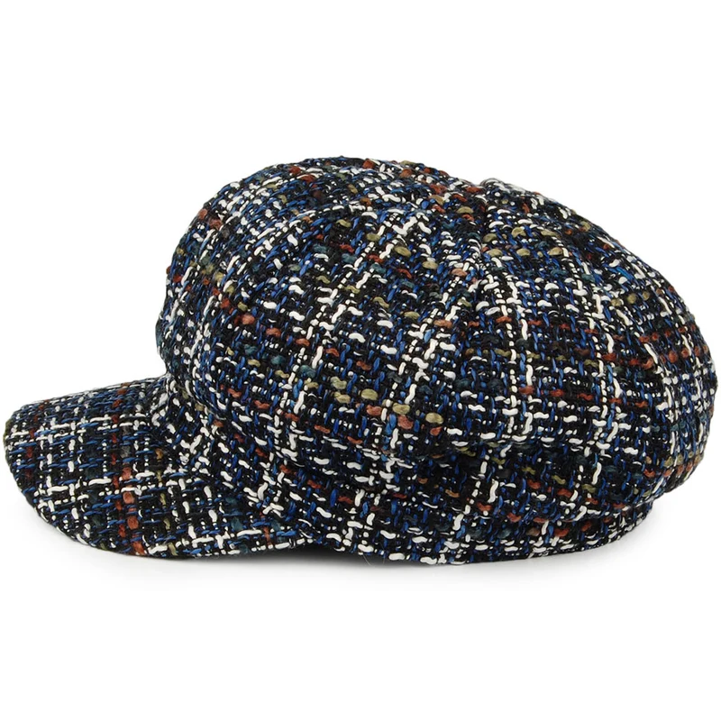 Casquette Gavroche en Tweed mélange de bleus WHITELEY