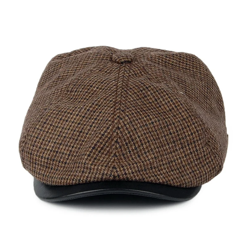 Casquette Gavroche Pied-de-Poule marron SEEBERGER