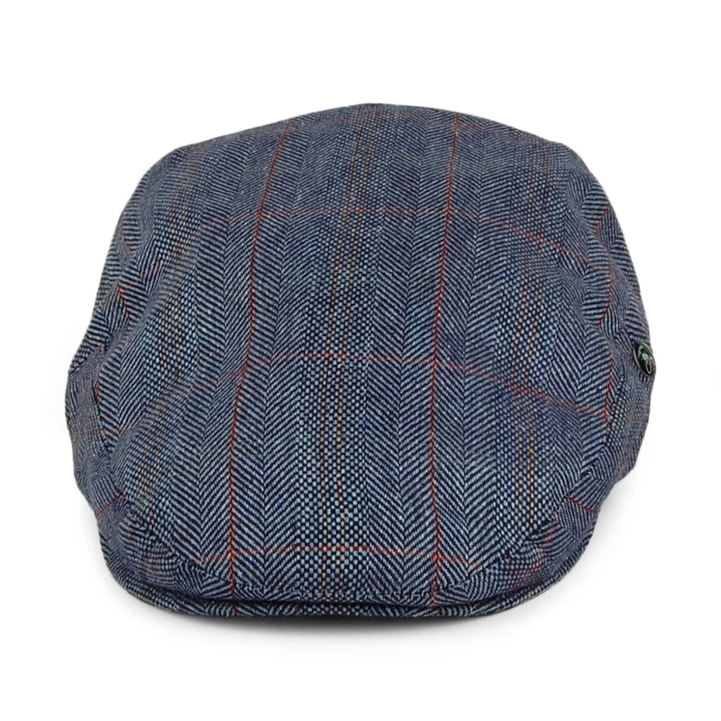 Casquette Plate à Carreaux en Pure Soie bleu marine CITY SPORT
