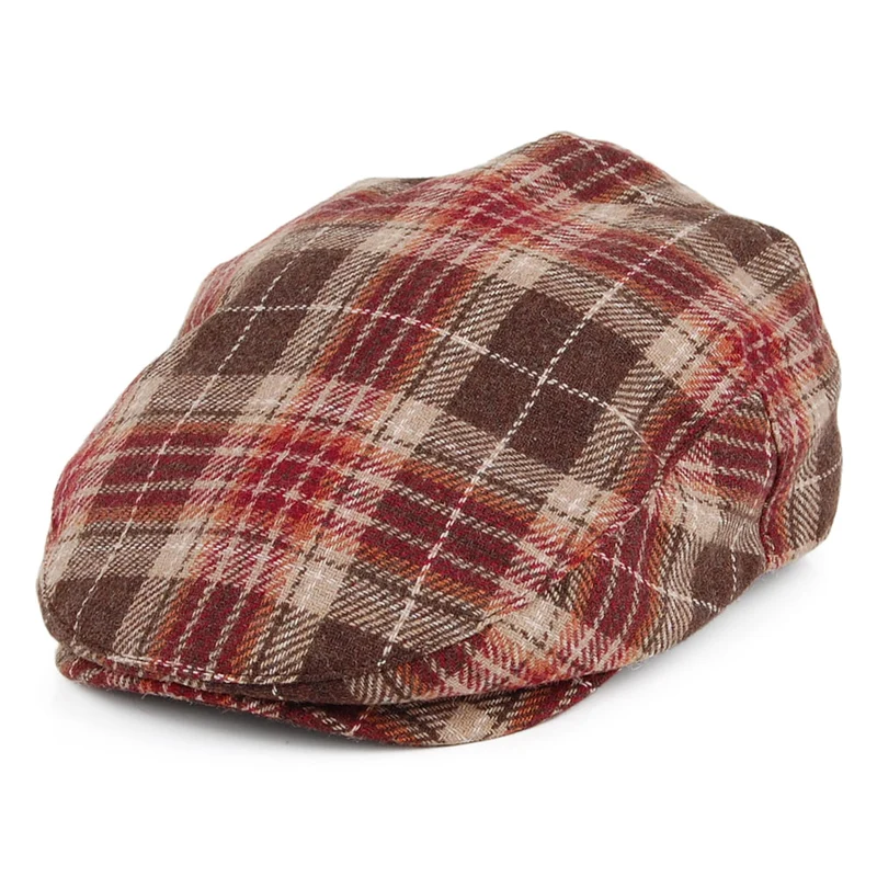 Casquette Plate à Carreaux Hooligan marron-bordeaux BRIXTON
