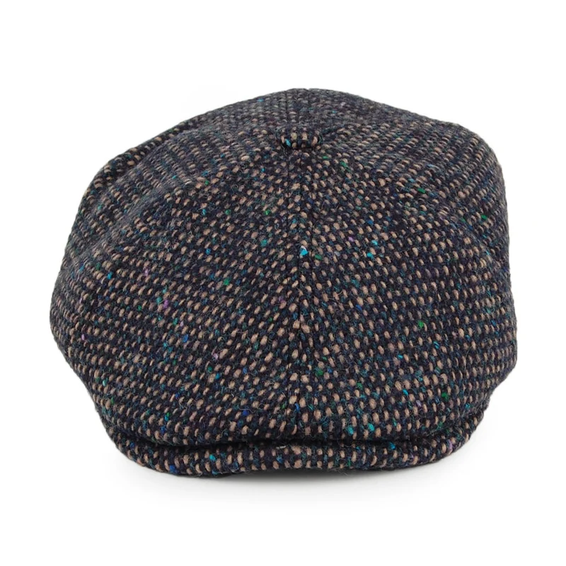 Casquette Gavroche en Tweed du Donegal Hudson mélange de bleus FAILSWORTH