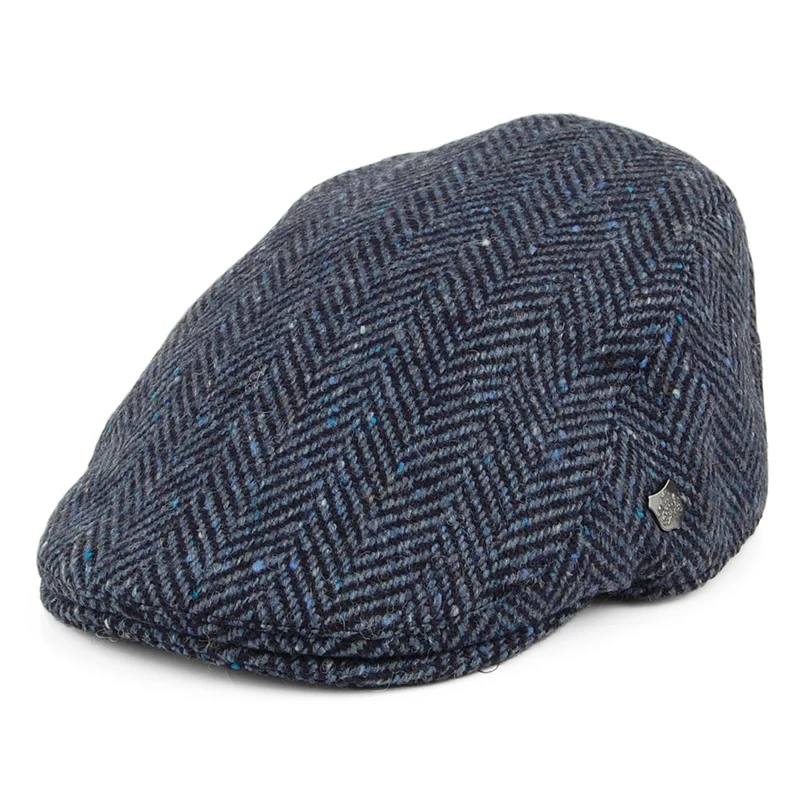 Casquette Plate en Tweed du Donegal à Chevrons Stockholm bleu-multi FAILSWORTH