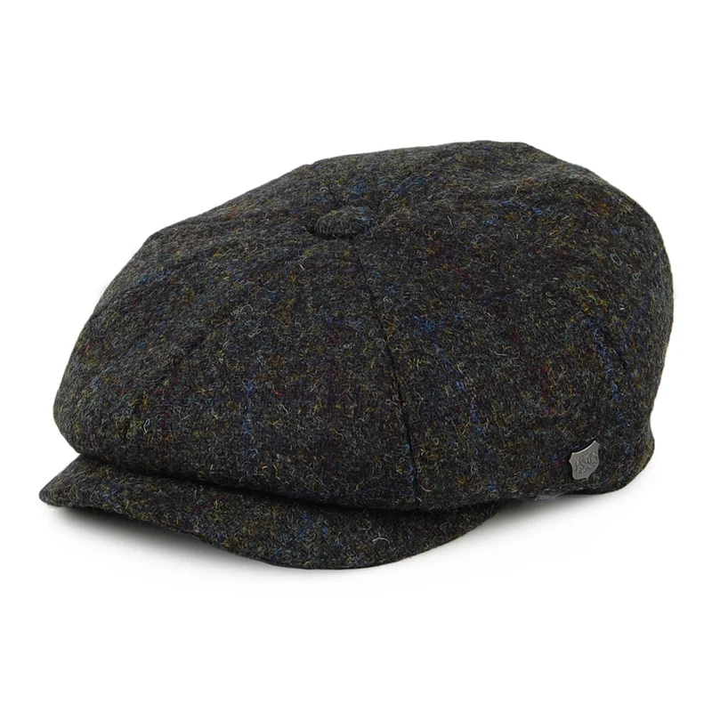 Casquette Gavroche en HARRIS TWEED à Chevrons Carloway mousse-bleu FAILSWORTH