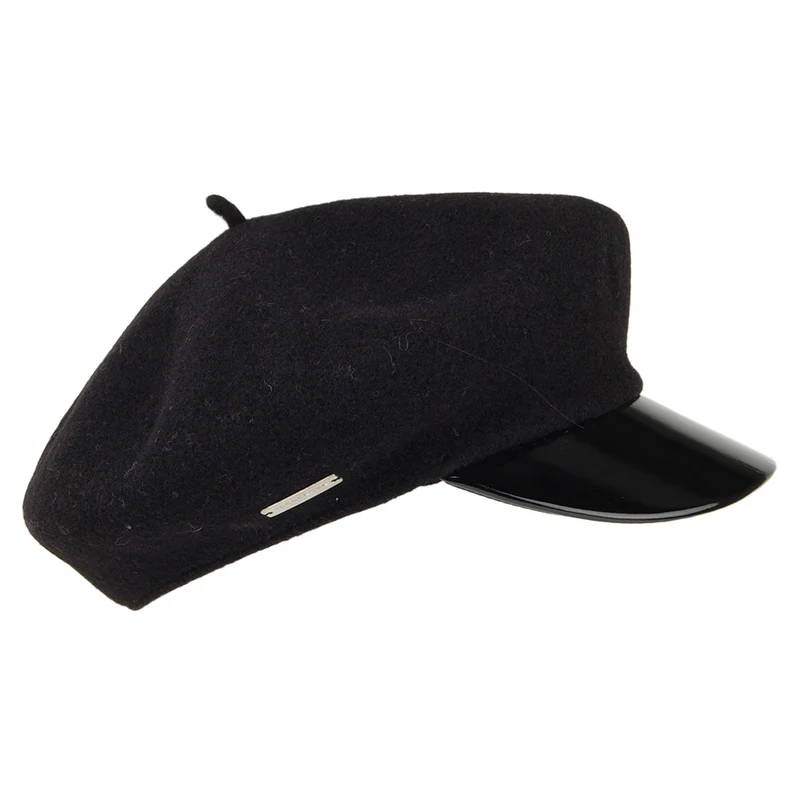 Casquette Gavroche en Laine noir SEEBERGER