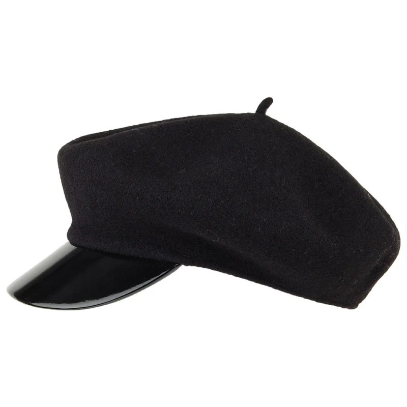 Casquette Gavroche en Laine noir SEEBERGER
