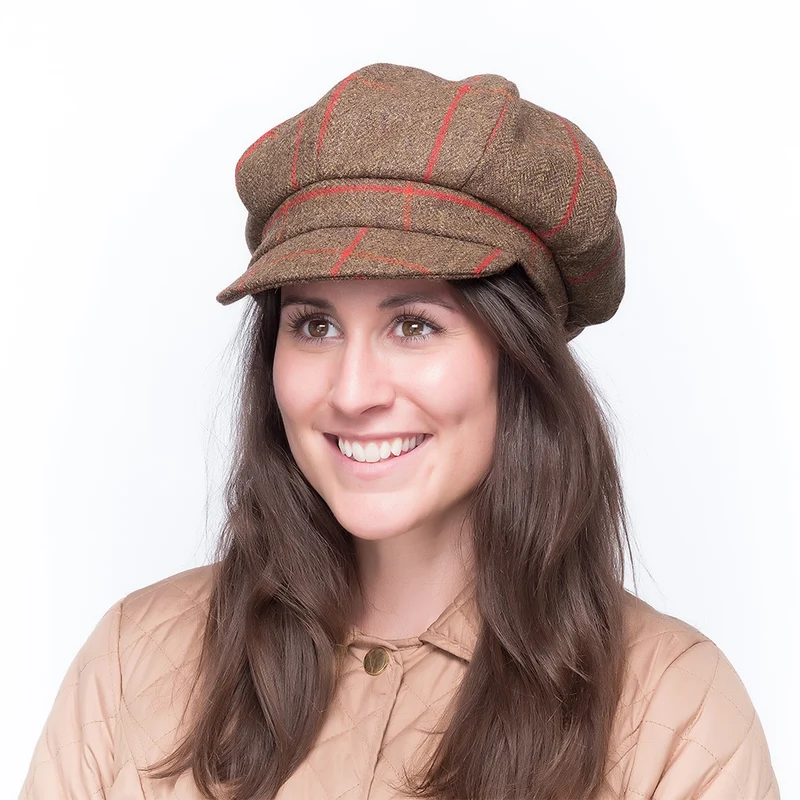 Casquette Gavroche Chloe marron-rouge JANE ANNE DESIGNS