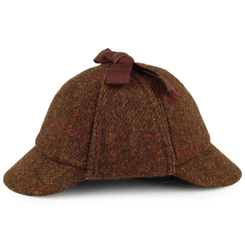 Chapeau Sherlock Holmes en HARRIS TWEED olive et mix de couleurs FAILSWORTH