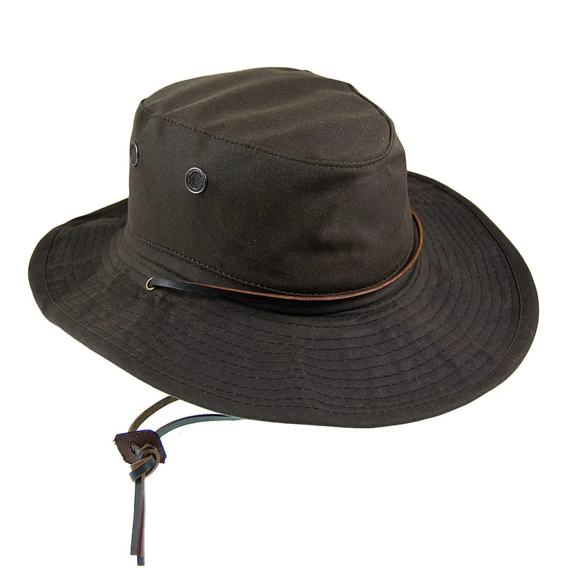 Chapeau Bob Boonie en Coton Ciré marron DORFMAN PACIFIC