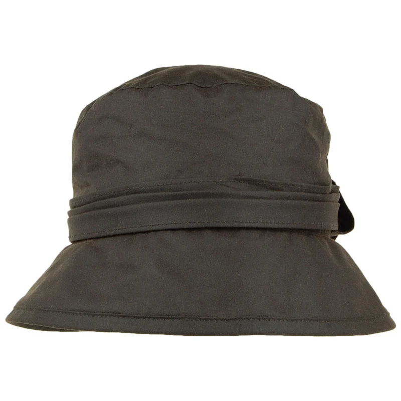 Chapeau Bob en Coton Ciré avec Noeud sur le Côté olive FAILSWORTH