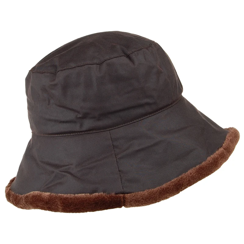 Chapeau Bob en Coton Ciré Rebord en Fausse Fourrure marron FAILSWORTH