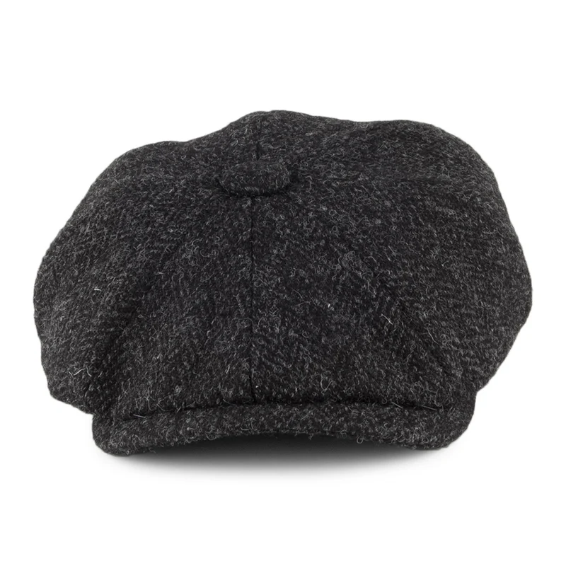 Casquette Gavroche en HARRIS TWEED à 8 pans anthracite OLNEY