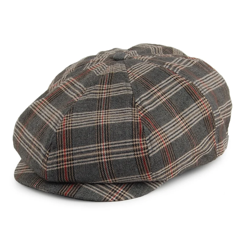 Casquette Gavroche à Carreaux Brood gris-beige sable BRIXTON