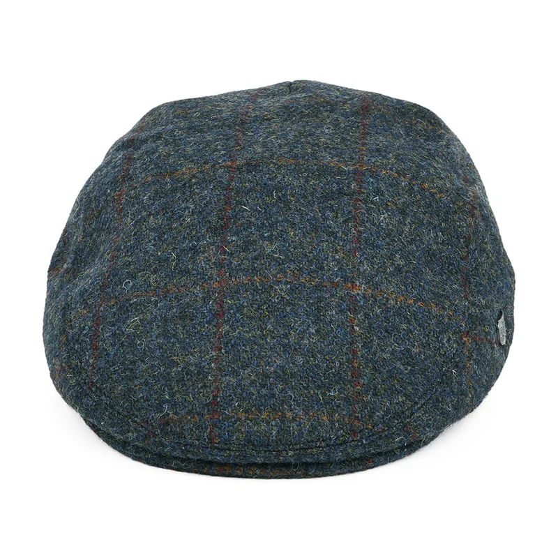 Casquette Plate en HARRIS TWEED à Carreaux Stornoway bleu-multi FAILSWORTH