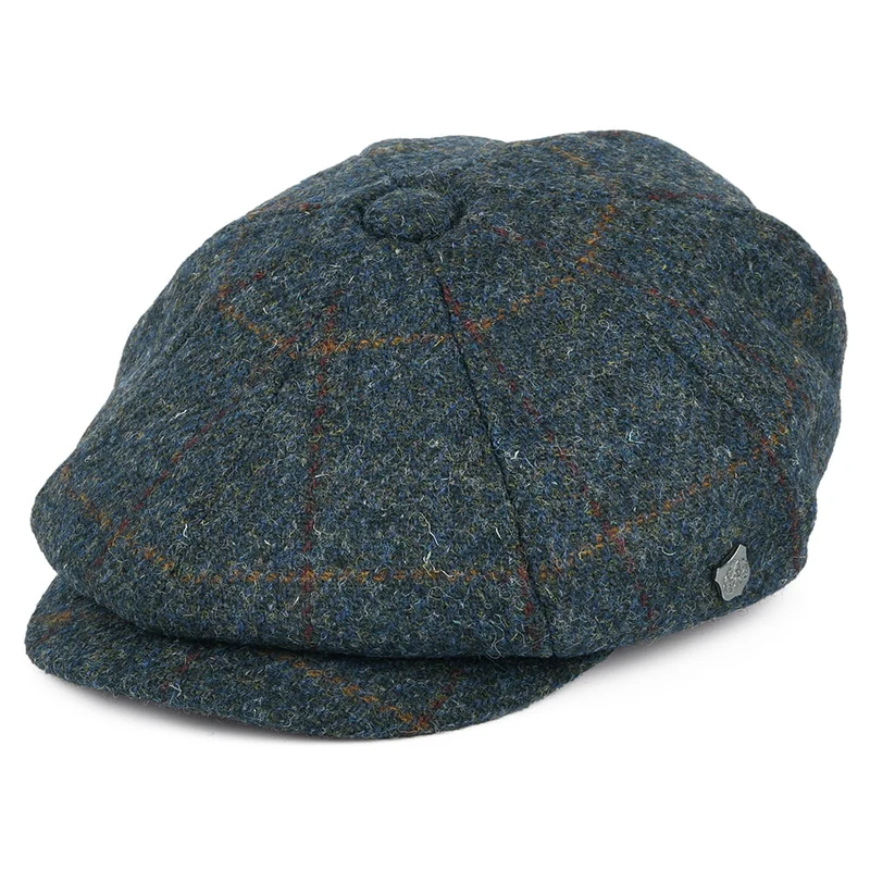 Casquette Gavroche en HARRIS TWEED à Carreaux Carloway bleu-multi FAILSWORTH