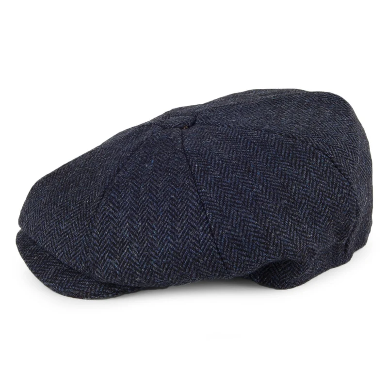 Casquette Gavroche en Tweed à Chevrons Country bleu marine CHRISTYS