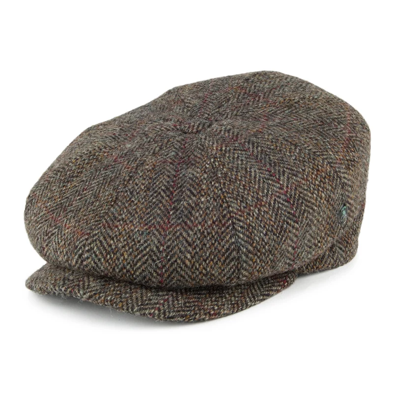 Casquette Gavroche en HARRIS TWEED à Chevrons sauge CITY SPORT