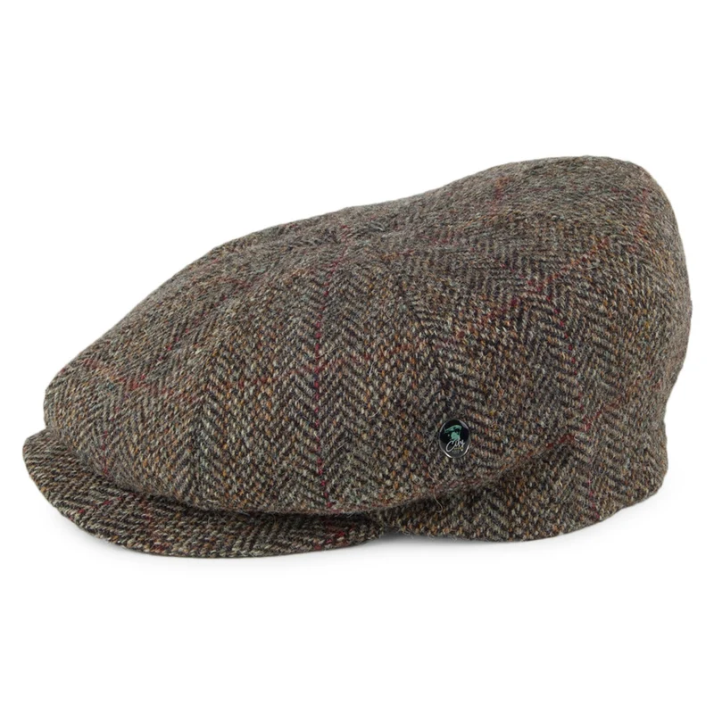Casquette Gavroche en HARRIS TWEED à Chevrons sauge CITY SPORT