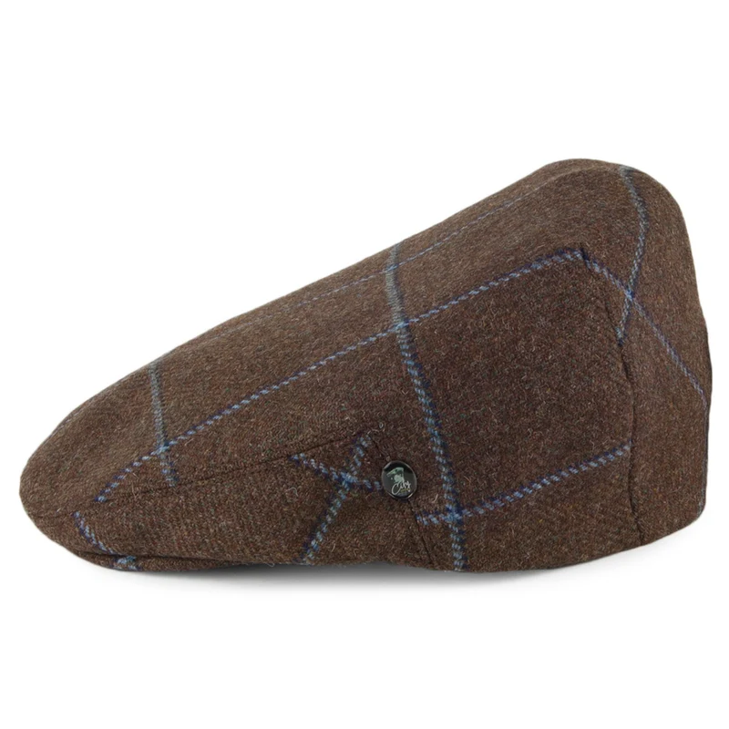 Casquette Plate en Laine Vierge Anglaise à Carreaux marron CITY SPORT