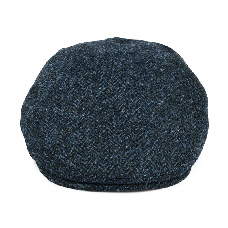Casquette Plate en HARRIS TWEED à Chevrons Stornoway bleu FAILSWORTH