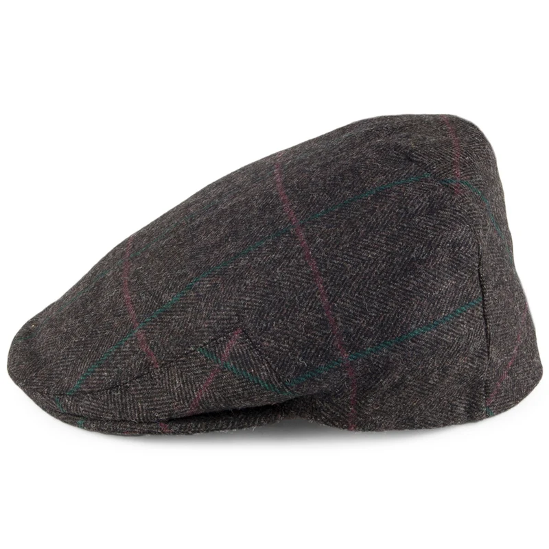 Casquette Plate en Tweed à Chevrons Kinloch marron OLNEY