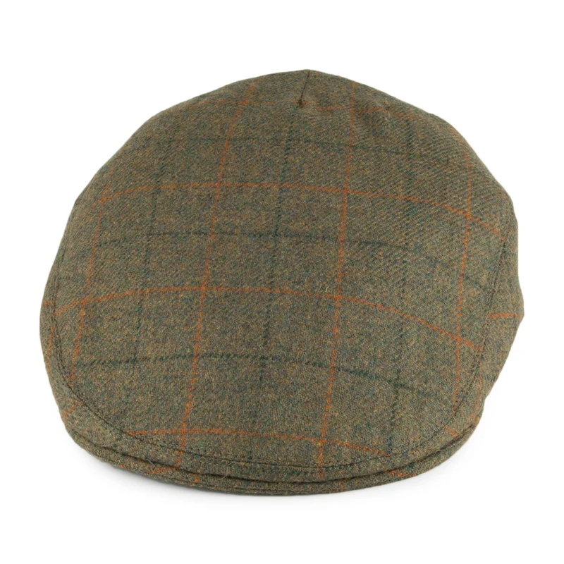 Casquette Plate en Tweed Anglais olive OLNEY