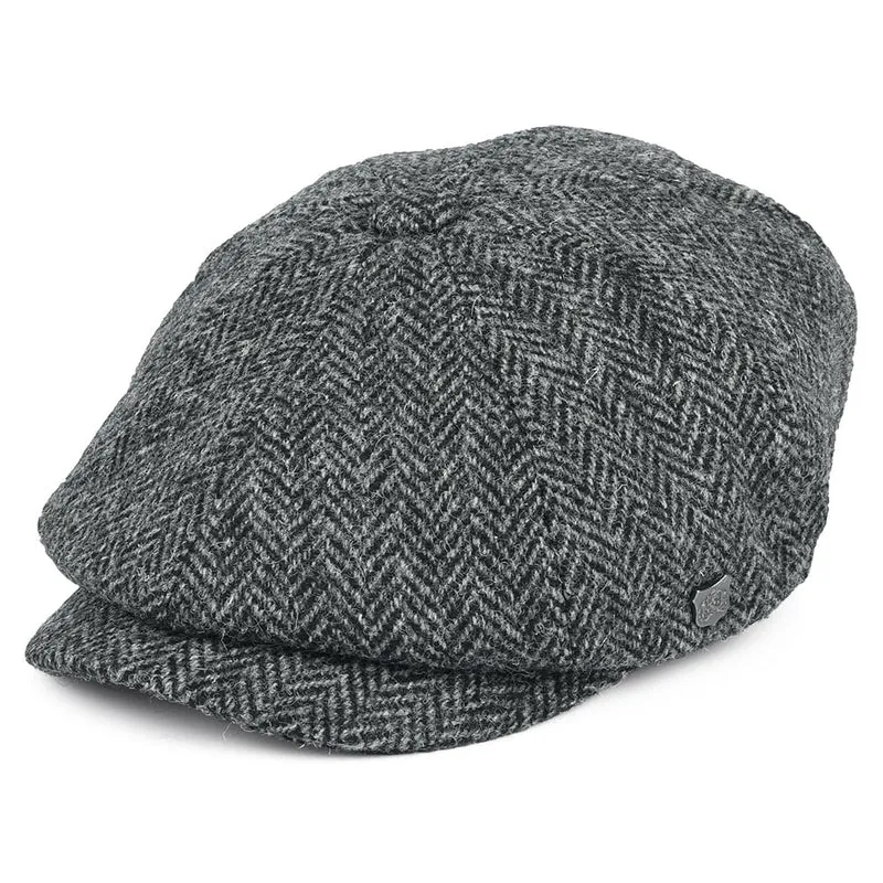 Casquette Gavroche en HARRIS TWEED à Chevrons Carloway anthracite FAILSWORTH