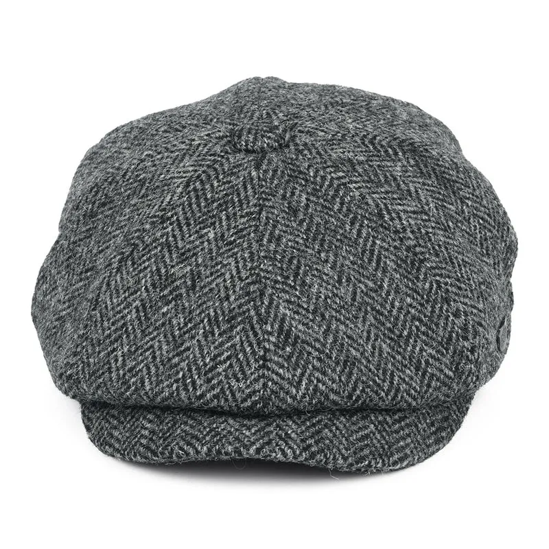 Casquette Gavroche en HARRIS TWEED à Chevrons Carloway anthracite FAILSWORTH