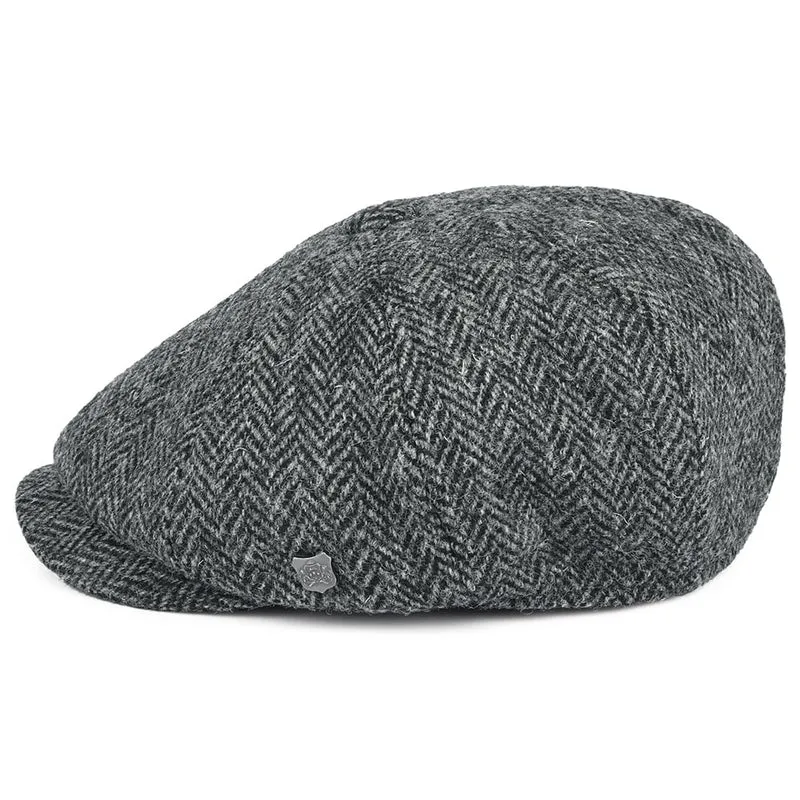Casquette Gavroche en HARRIS TWEED à Chevrons Carloway anthracite FAILSWORTH