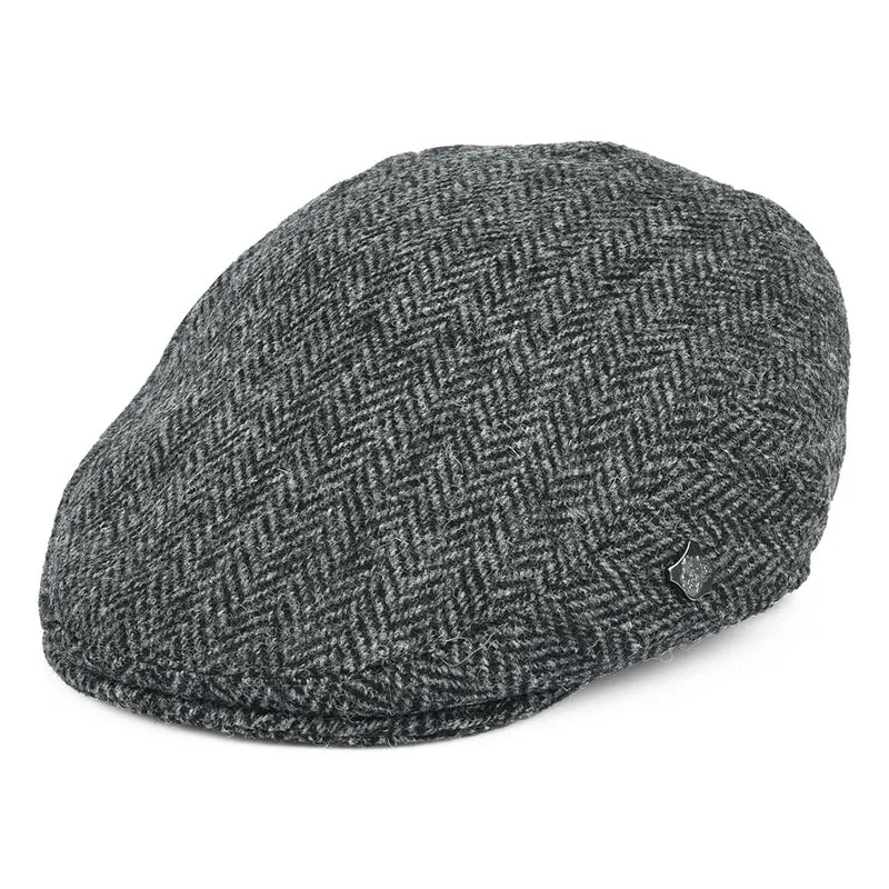 Casquette Plate en HARRIS TWEED à Chevrons Stornoway gris FAILSWORTH