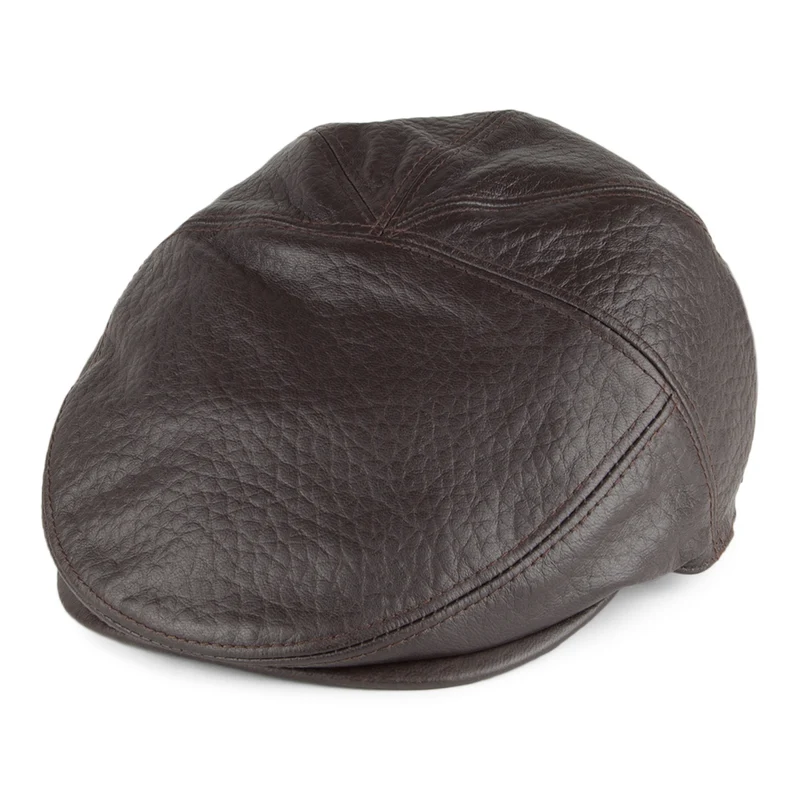 Casquette Plate en Cuir Langham marron foncé BAILEY