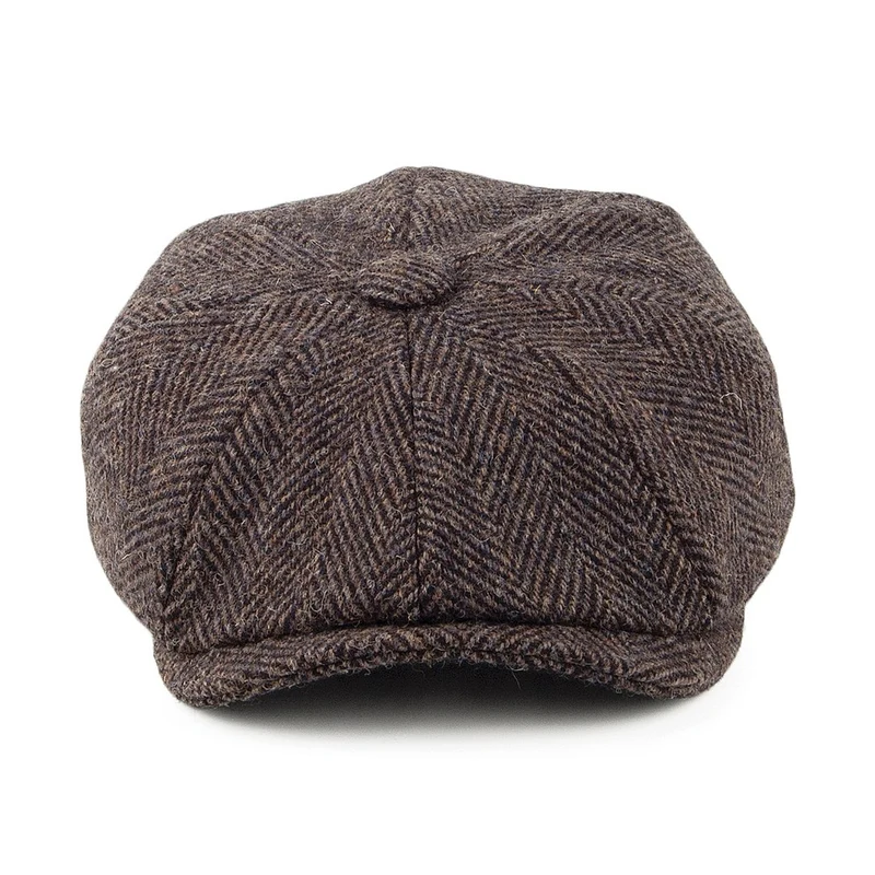 Casquette Gavroche à Chevrons en HARRIS TWEED marron OLNEY