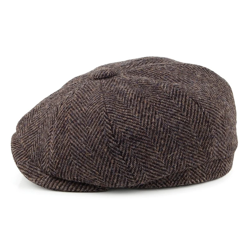 Casquette Gavroche à Chevrons en HARRIS TWEED marron OLNEY