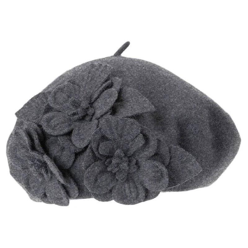 Béret à Fleurs anthracite BETMAR