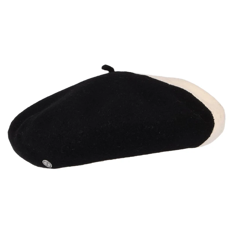 Béret en Laine Mérinos Bicolore Elton noir-blanc LAULHÈRE