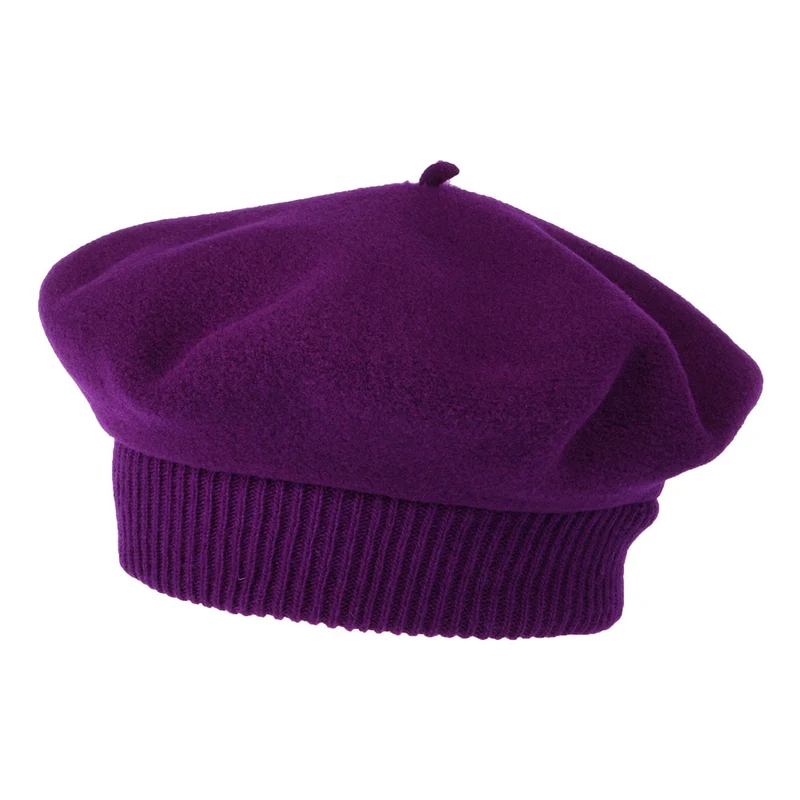Béret en Laine Mérinos Parisienne prune LAULHÈRE