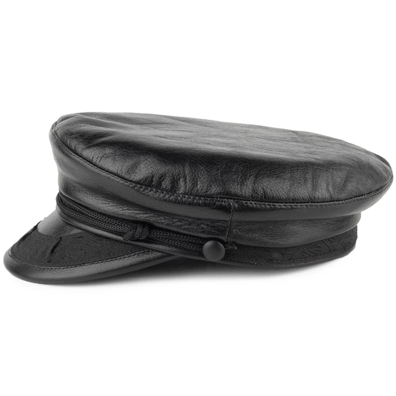 Casquette de Marin Grec en Cuir Classic noir JAXON & JAMES
