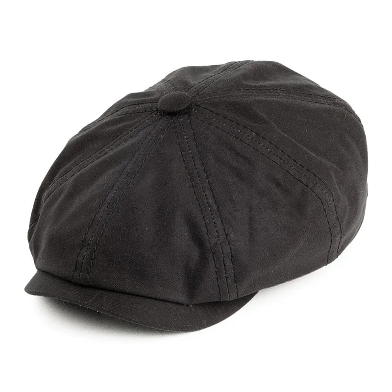 Casquette Gavroche en Coton Ciré Hatteras noir STETSON