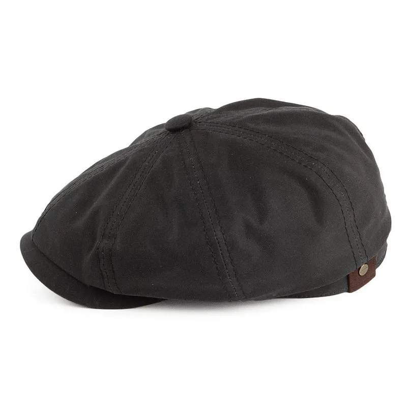 Casquette Gavroche en Coton Ciré Hatteras noir STETSON